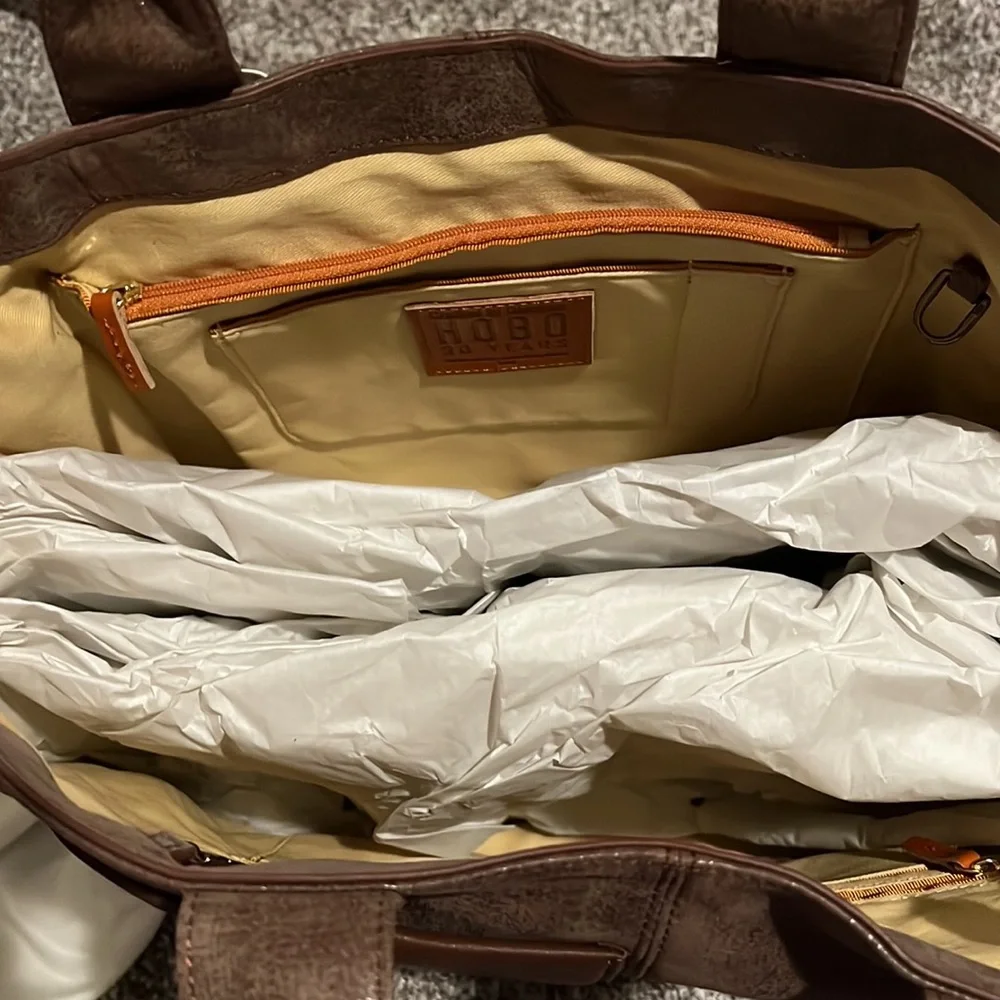 HOBO Brown Leather Patchwork Hobo Tote